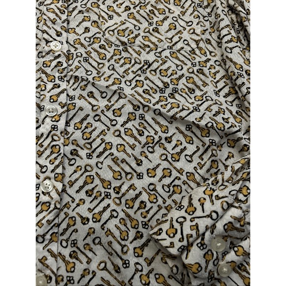 Chico's Women's Button Down Long Sleeve  Golden Key Print All over Size 2 Large - Picture 2 of 4